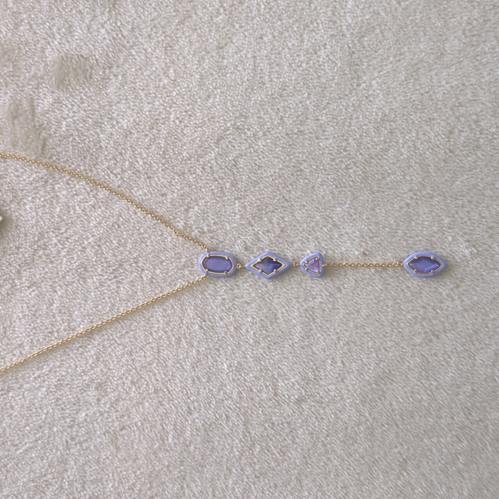 Kendra Scott Greta Gold Y Necklace Lavender Mix New Purple Nwt - Picture 5 of 12